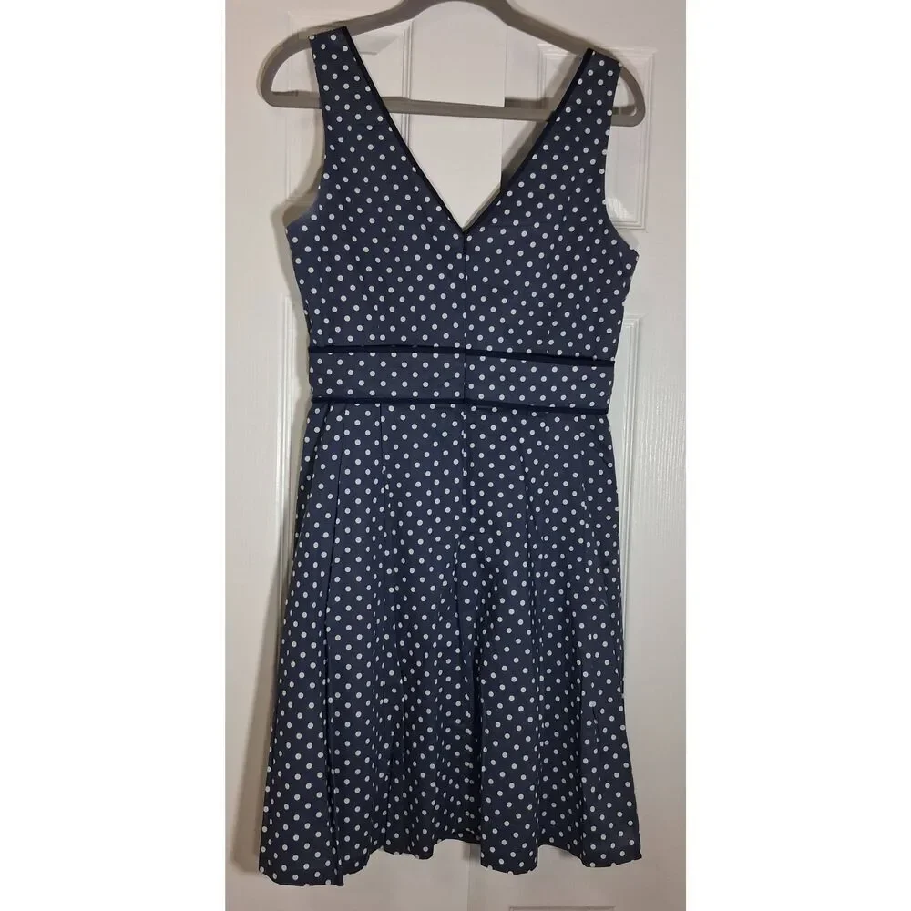 Nine west womens size 10 shift dress polka dot blue white